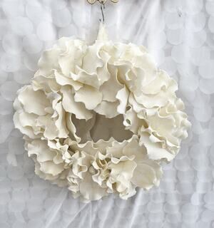 Ivory White Artificial FOAM Flower WREATH Wedding Home Decor COASTAL CORAL